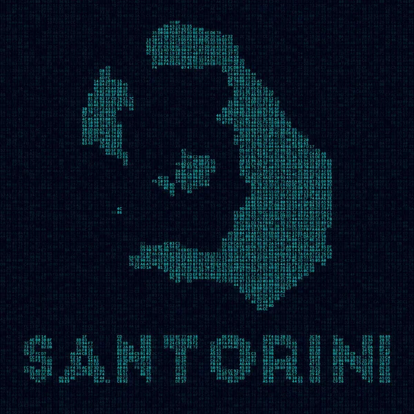 Карта Санторини Остров символ в цифровом стиле Киберкарта Санторини с названием острова Стильный — стоковый вектор