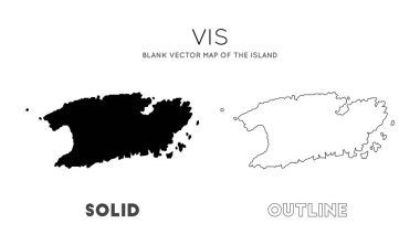 Bilgi vektörü illüstrasyonunuz için Vis Adasının boş vektör haritası