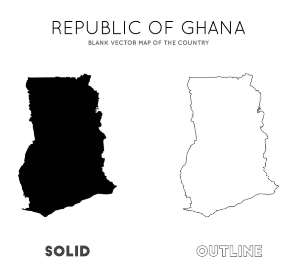 Mappa del Ghana Mappa vettoriale vuota dei confini del paese del Ghana per la tua infografica Vettore — Vettoriale Stock