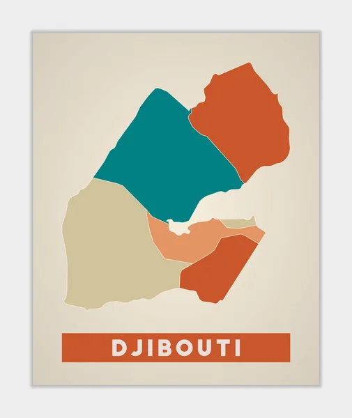 ジブチのポスター色鮮やかな地域と国の地図ジブチの形状国名 — ストックベクタ