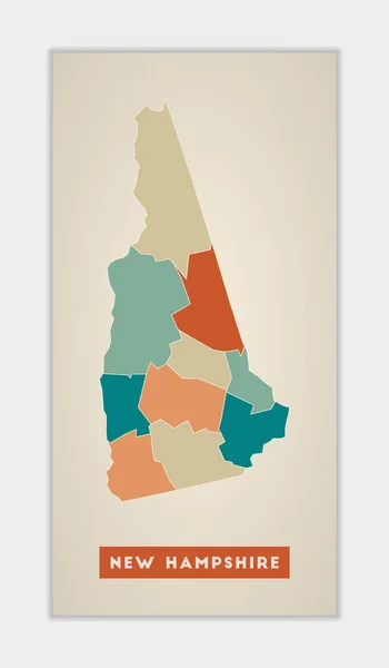 Plakat New Hampshire Mapa naszego stanu z kolorowymi regionami Kształt New Hampshire z nami — Wektor stockowy