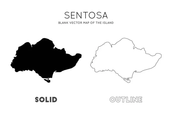 Mapa de Sentosa Mapa vectorial en blanco de las fronteras insulares de Sentosa para su vector infográfico — Archivo Imágenes Vectoriales