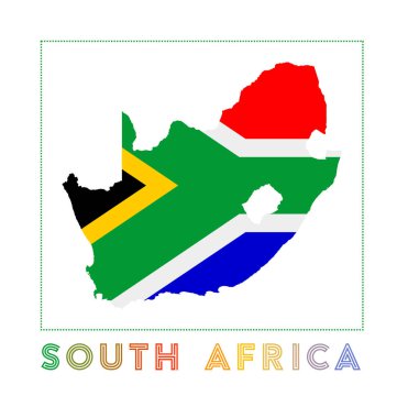 South Africa Logo Map of South Africa with country name and flag Modern vector illustration