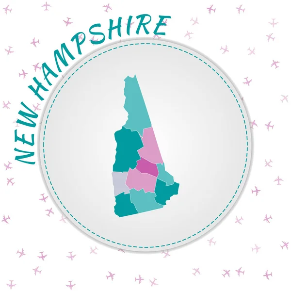 New Hampshire map design Mapa naszego stanu z regionów w szmaragdowej palecie kolorów — Wektor stockowy