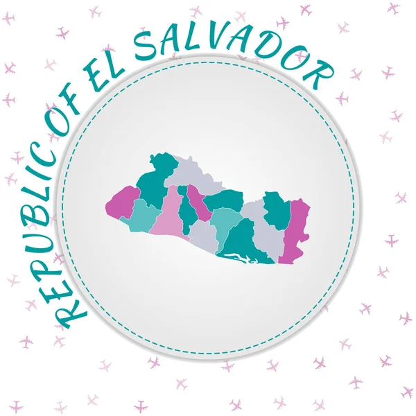Köztársaság El Salvador térkép design Térkép az ország régiók smaragdami színű — Stock Vector