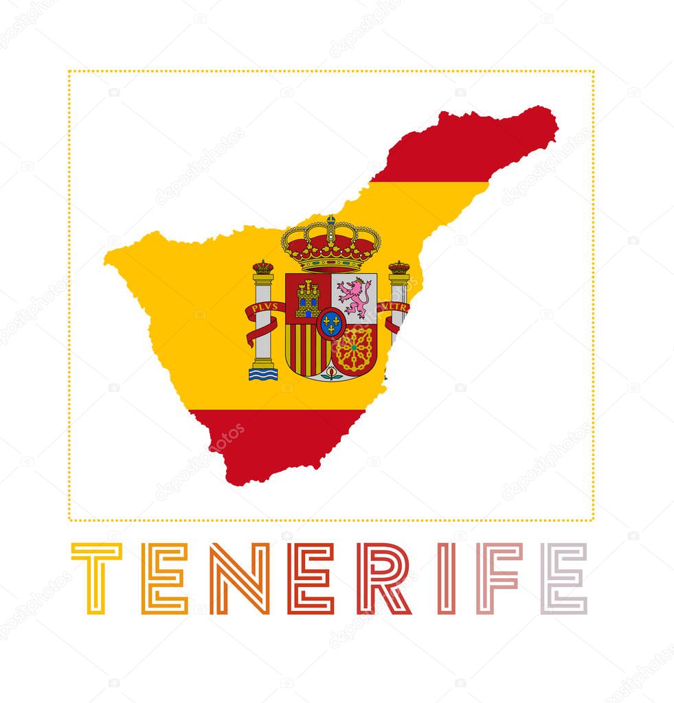 Tenerife Logo Map of Tenerife with island name and flag Stylish vector illustration