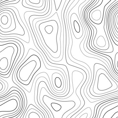 Topographic contours Actual topography map Black and white seamless design stylish tileable