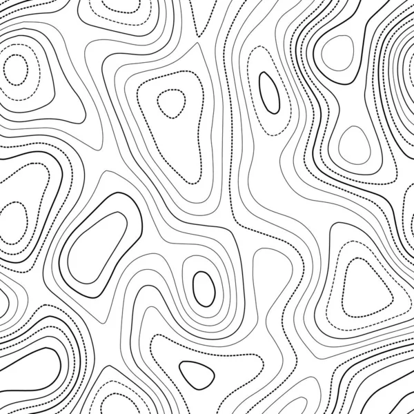 Contours topographiques Carte topographique actuelle Design sans couture noir et blanc carrelable élégant — Image vectorielle