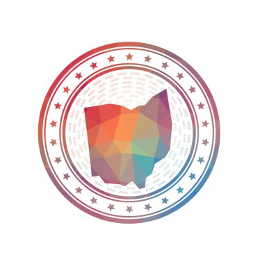 Flat low poly stamp of Ohio Polygonal Ohio badge Trendy vector logo of the us state