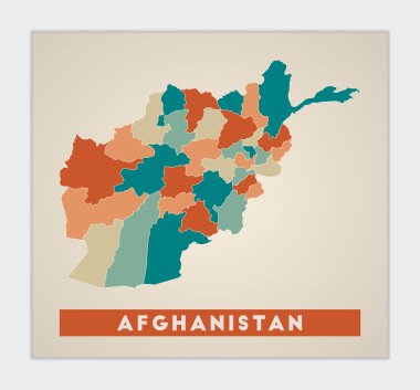 Afghanistan poster Map of the country with colorful regions Shape of Afghanistan with country