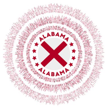 Alabama symbol Radiant us state flag with colorful rays Shiny sunburst with Alabama flag Neat