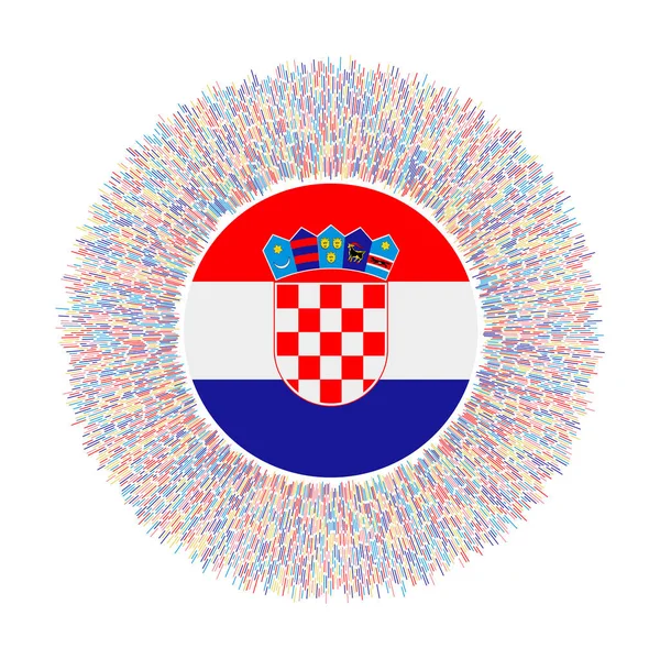 Bandeira da Croácia com raios coloridos Sinal de país radiante Sunburst brilhante com bandeira da Croácia —  Vetores de Stock