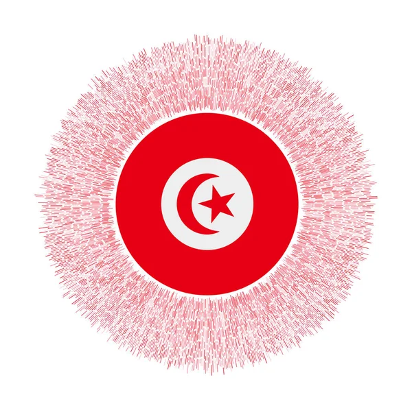 Flag of Tunisia with colorful rays Radiant country sign Shiny sunburst with Tunisia flag Superb — Stock vektor