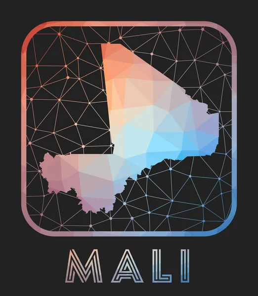 Дизайн карты Мали Вектор низкого поли карта страны Мали в геометрическом стиле Форма страны — стоковый вектор