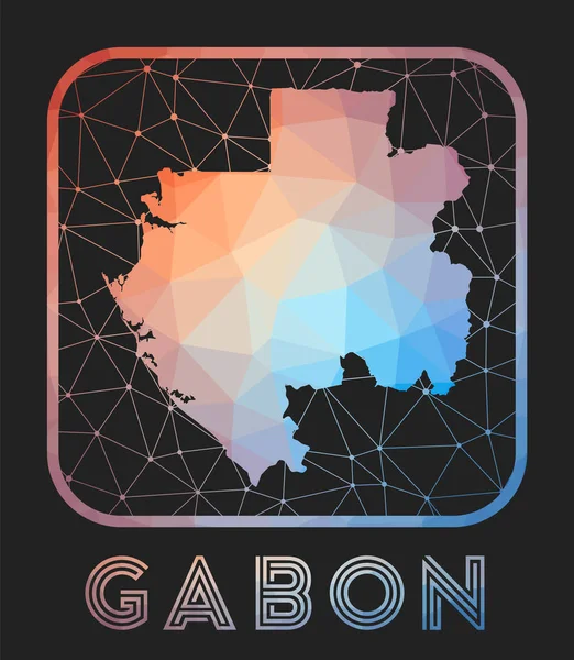 Gabón mapa diseño Vector low poly mapa del país Gabón icono en estilo geométrico El país — Vector de stock