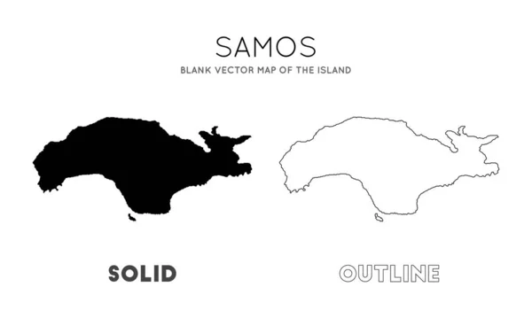 Mapa de Samos Mapa vectorial en blanco de las fronteras insulares de Samos para su Vector de infografía — Vector de stock