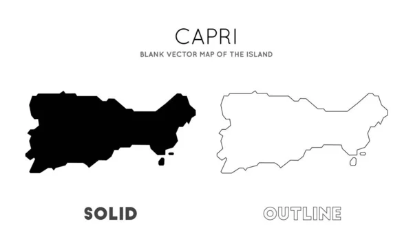 Mapa de Capri Mapa vectorial en blanco de las fronteras insulares de Capri para su vector infográfico — Vector de stock