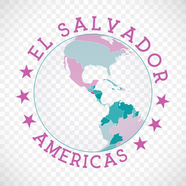 Logotipo redondo República de El Salvador Insignia de país con mapa de República de El Salvador en el mundo — Archivo Imágenes Vectoriales