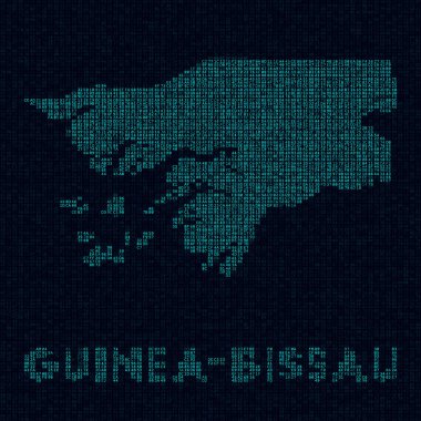 Guineabissau teknoloji haritası Ülke sembolü dijital stil Guineabissau 'nun ülke haritası