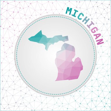 Michigan ağ ağ zeminine sahip ABD eyaletinin çokgen Michigan haritası