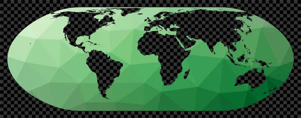 Lage poly wereldkaart Nell Hammer projectie Polygonale wereldkaart op transparante achtergrond — Stockvector
