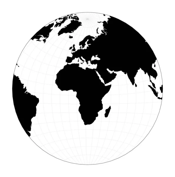 Weltkarte mit Strichstrichen Chamberlin Projektion für Afrika Projektionsplan Weltgeographie — Stockvektor