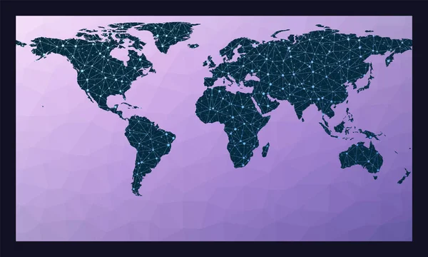 Netwerk kaart van de wereld Patterson cilindrische projectie Wereld netwerk kaart Bekabelde wereldbol in — Stockvector