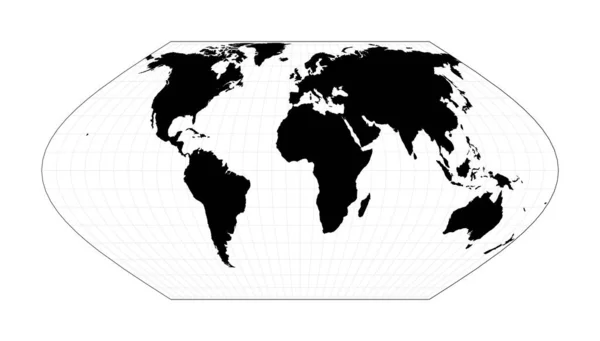 有子午线的世界地图Eckert Vi投影图 — 图库矢量图片