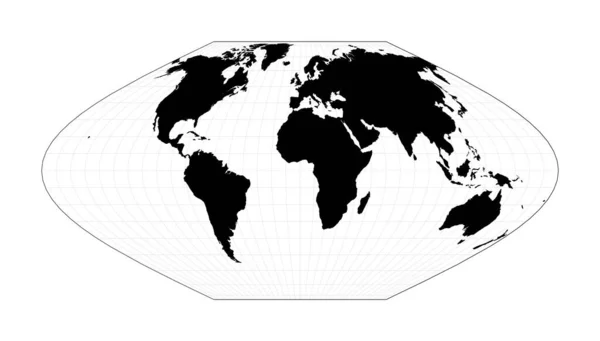 Mappa astratta del mondo McBrydeThomas proiezione sinusoidale piatta dell'area uguale Piano mondiale — Vettoriale Stock