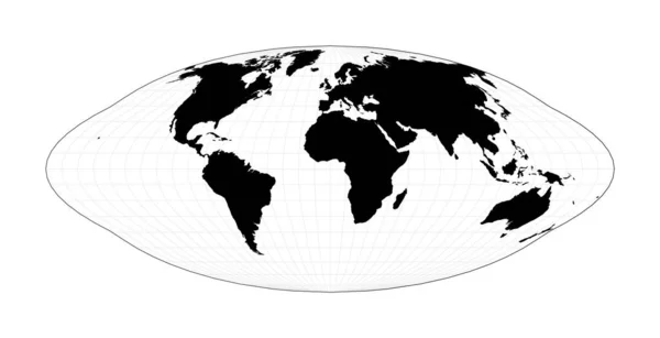 Minimalna mapa świata Pseudocylindryczny obszar równy Goode homolosine projection Plan World Geographic — Wektor stockowy