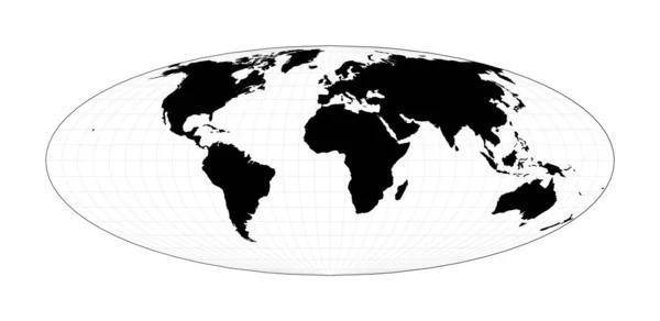 Mappa astratta del mondo Proiezione di Bromley Pianifica la mappa geografica del mondo con le linee di graticlue — Vettoriale Stock