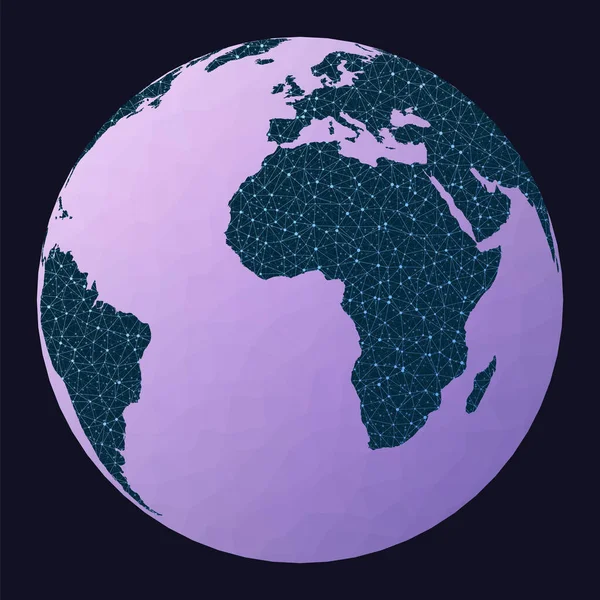 Globales Internet-Geschäftskonzept orthografische Projektion Weltnetzwerkkarte verdrahtet Globus in — Stockvektor