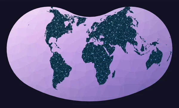 Concepto de red global Proyección eucíclica de colina Mapa de red mundial Globo con cable en proyección de colina — Archivo Imágenes Vectoriales