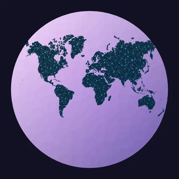Kommunikationskarte der Welt van der grinten Projektion Weltnetzwerkkarte verdrahtet Globus in van — Stockvektor