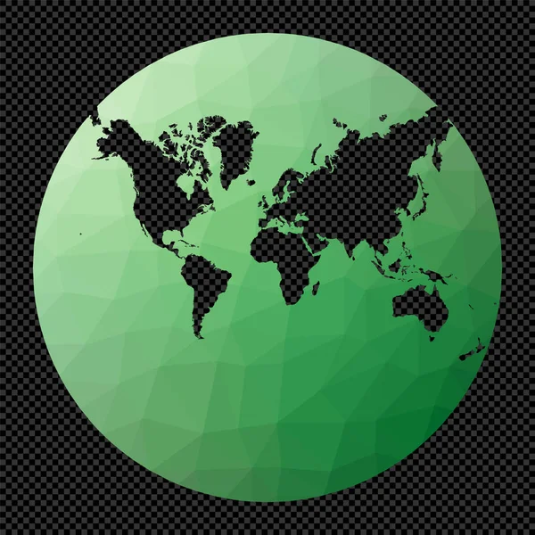 Mappa digitale astratta del mondo Proiezione Lagrange Mappa poligonale del mondo su trasparente — Vettoriale Stock