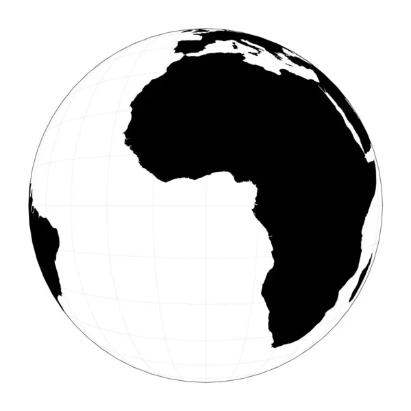 Mapa do mundo com meridianos Satélite inclinado perspectiva projeção Plano mundo mapa geográfico — Vetor de Stock