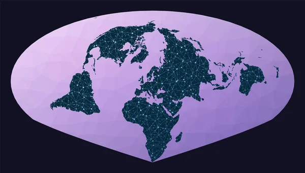 Global network Allen K Philbricks SinuMollweide projection World network map Wired globe in — Stock Vector