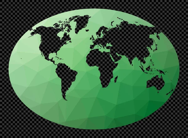Low-Poly-Karte der Welt fahey Projektion polygonale Karte der Welt auf transparentem Hintergrund — Stockvektor