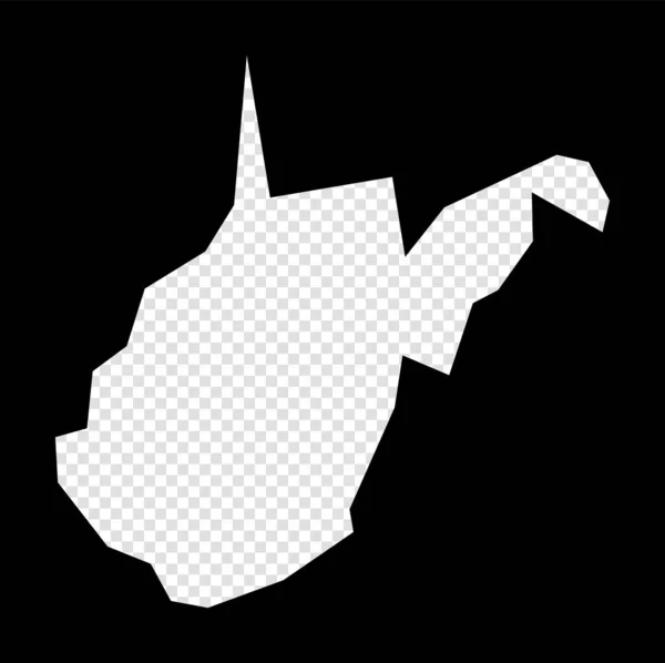 Mapa de Stencil de Virgínia Ocidental Mapa transparente simples e mínimo de Virgínia Ocidental retângulo preto —  Vetores de Stock