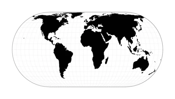Абстрактная карта мира с псевдоцилиндрическими выравнивающими зонами. — стоковый вектор