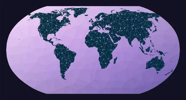 Global Network concept Robinson projection Παγκόσμιος χάρτης δικτύου Ενσύρματη σφαίρα στην προβολή Robinson — Διανυσματικό Αρχείο
