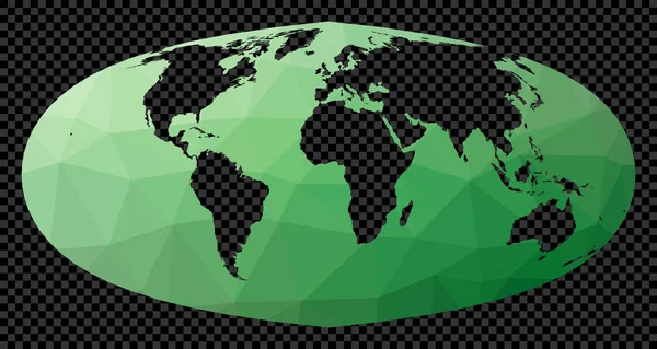 Карта мира Фуко Синусоидальная проекция Полигональная карта мира на прозрачном фоне — стоковый вектор