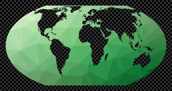 Low poly world map Wagner 4 projection Polygonal map of the world on transparent background — 스톡 벡터