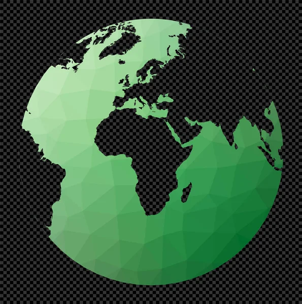 Mappa poligonale del mondo su sfondo trasparente Proiezione di Chamberlin Africa Mappa poligonale di — Vettoriale Stock