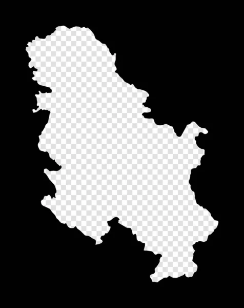 Stencil karta över Serbien Enkel och minimal transparent karta över Serbien Svart rektangel med skuren form — Stock vektor