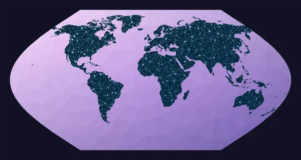 Global internet business concept Eckert V projection World network map Globo com fio em Eckert 5 — Vetor de Stock