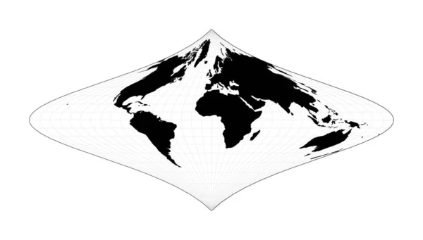 Contour du monde Foucauts projection stéréographique équivalente Plan carte géographique mondiale avec — Image vectorielle