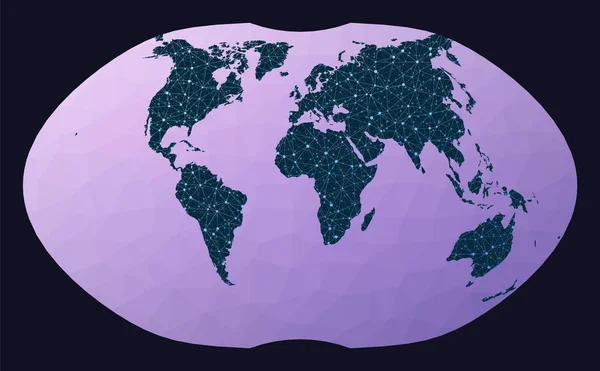 Illustration des globalen Netzwerks ginzburg iv Projektion Weltkarte verdrahteter Globus in ginzburg 4 — Stockvektor