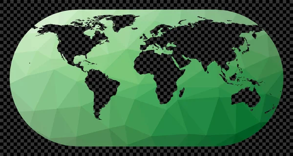 Абстрактная Цифровая Карта Мира Проекция Экерта Многоугольная Карта Мира Прозрачном — стоковый вектор