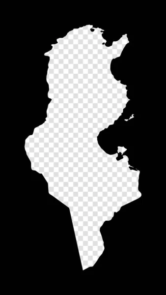 Tunus 'un basit ve minimal transparan Tunus Siyah dikdörtgeninin kesik haritası — Stok Vektör